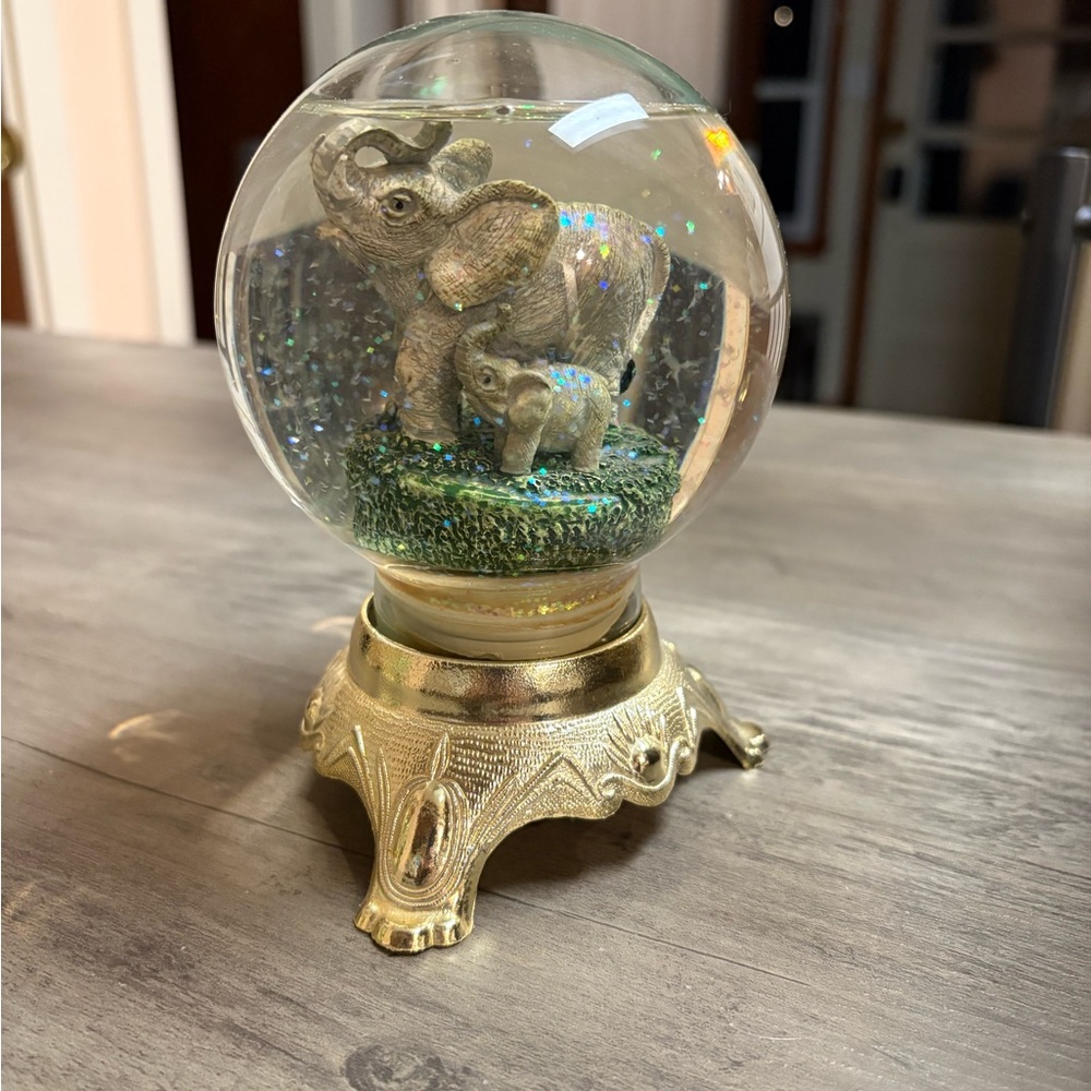 Gold Elephant Snow Globe - Decorative Collectible